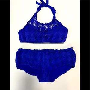 COPY - BECCA by Rebecca Virtue royal purple cooler bikini crochet / lace look